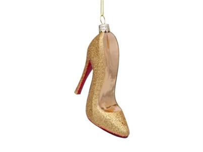 Vondels Ornament Glass Julekugle Glitter High Heel Shoe Shop Online Hos Blossom
